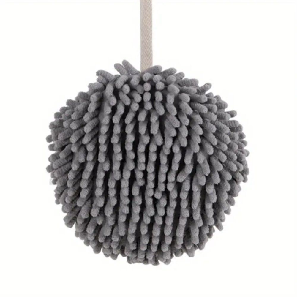 Luxurious Bath Shower Chenille Poof in Gray